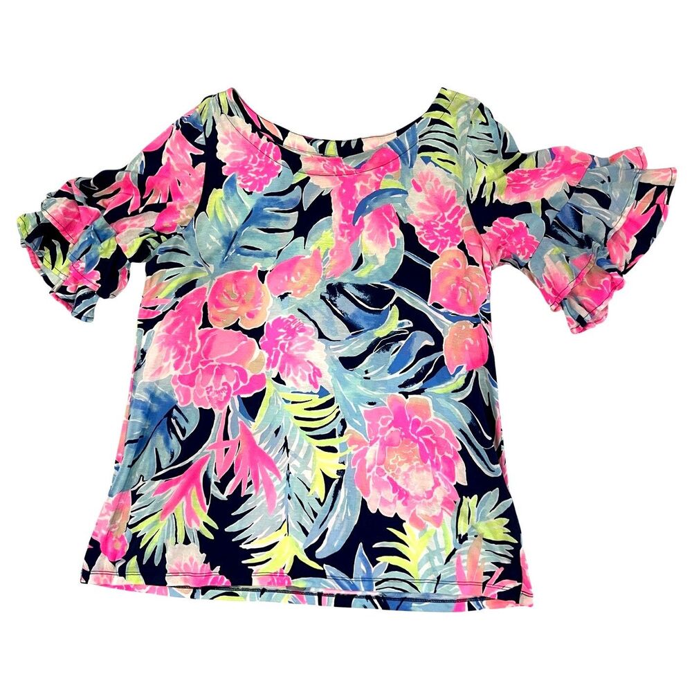 Lilly Pulitzer Floral Palm 1/2 Sleeve Blouse